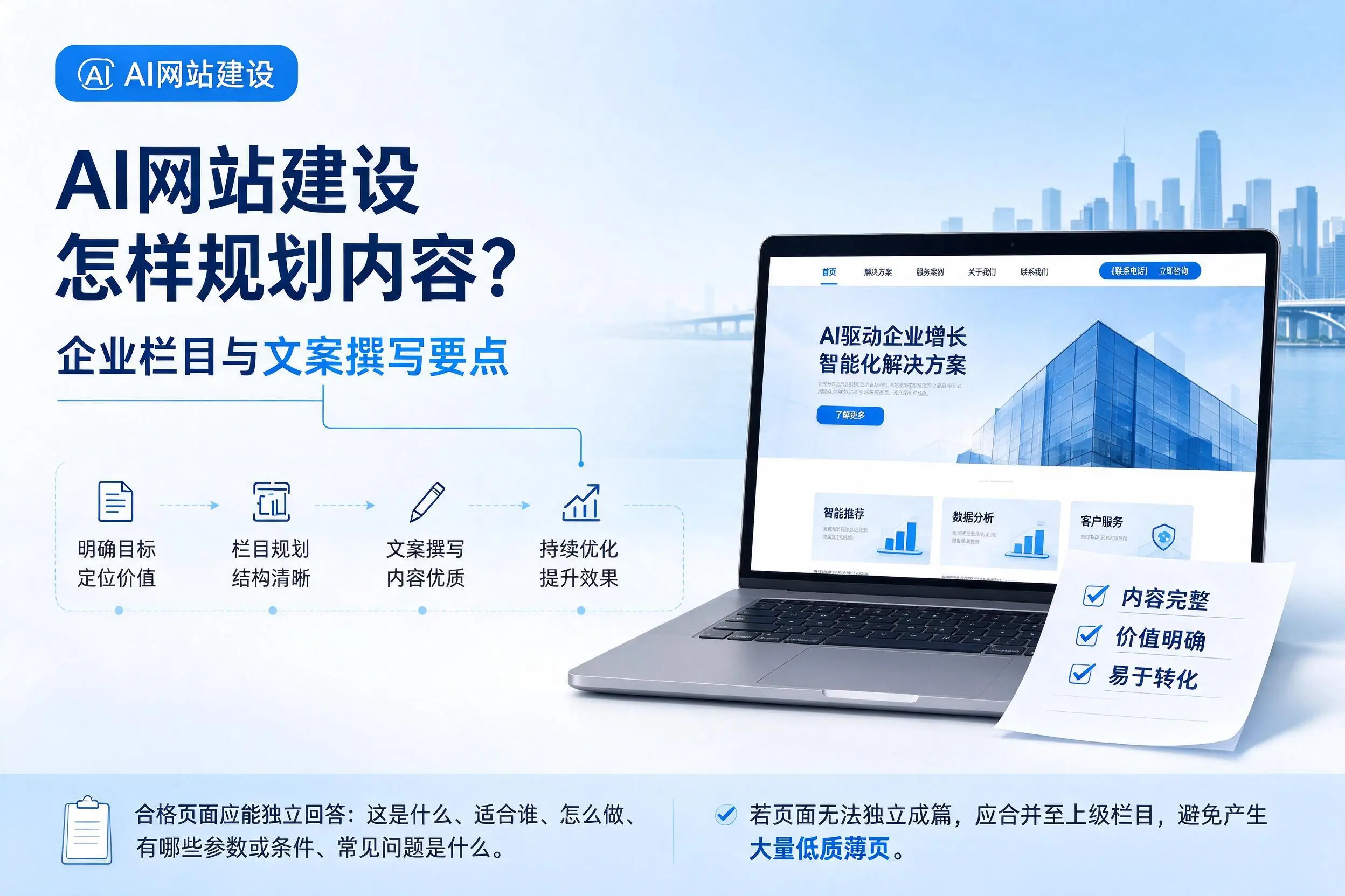 AI网站建设怎样规划内容?文山企业栏目与文案撰写要点
